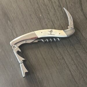 Elegant Silver Corkscrew with Ski Design
